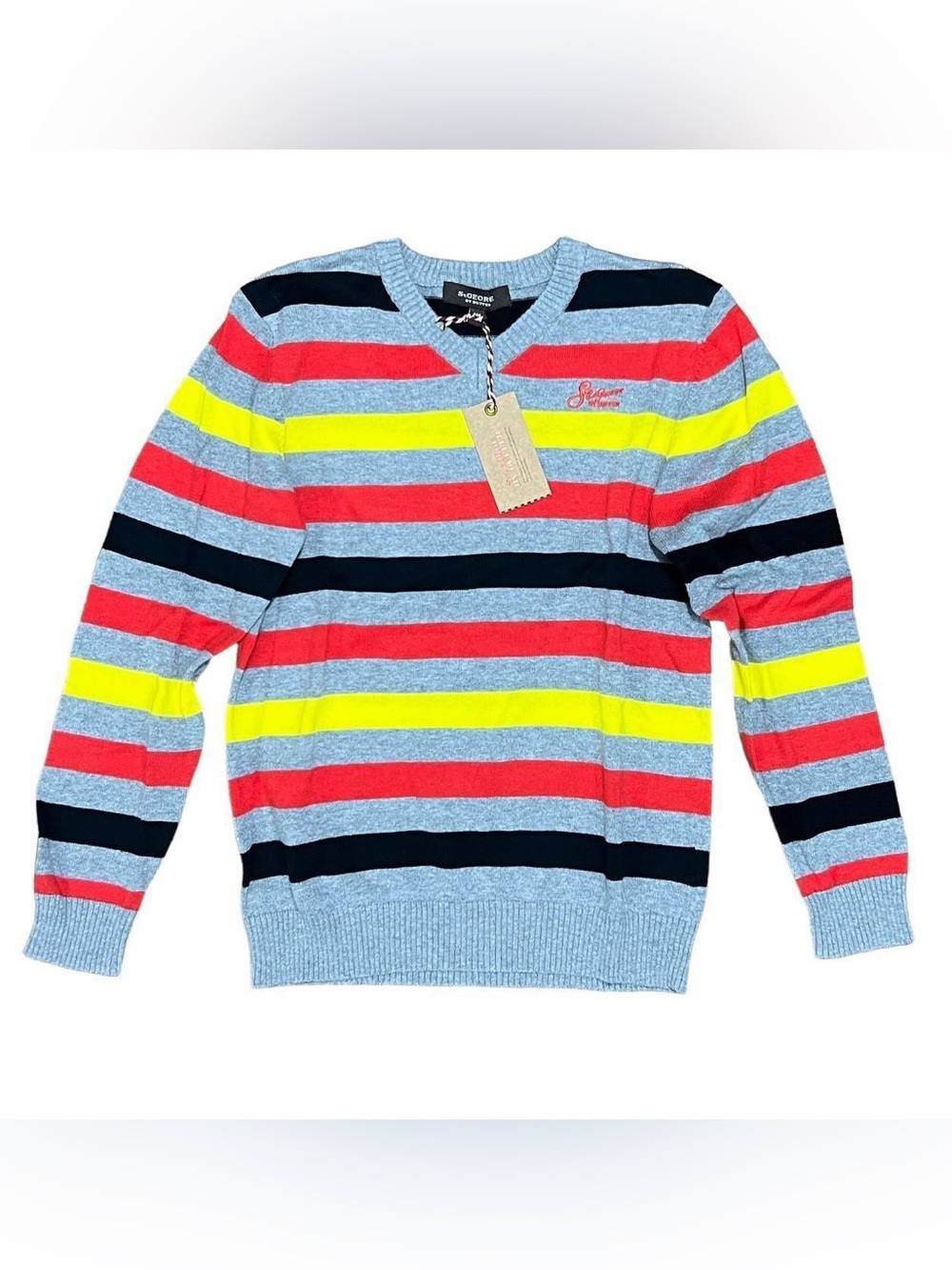 NWT Vintage St. George by Duffer Boys Striped Knit Cotton Sweater Size Age 9-10